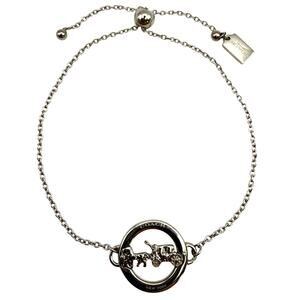 COACH NEW YORK Horse And Carriage Silhouette Slider Bracelet Shiny Silver Tone